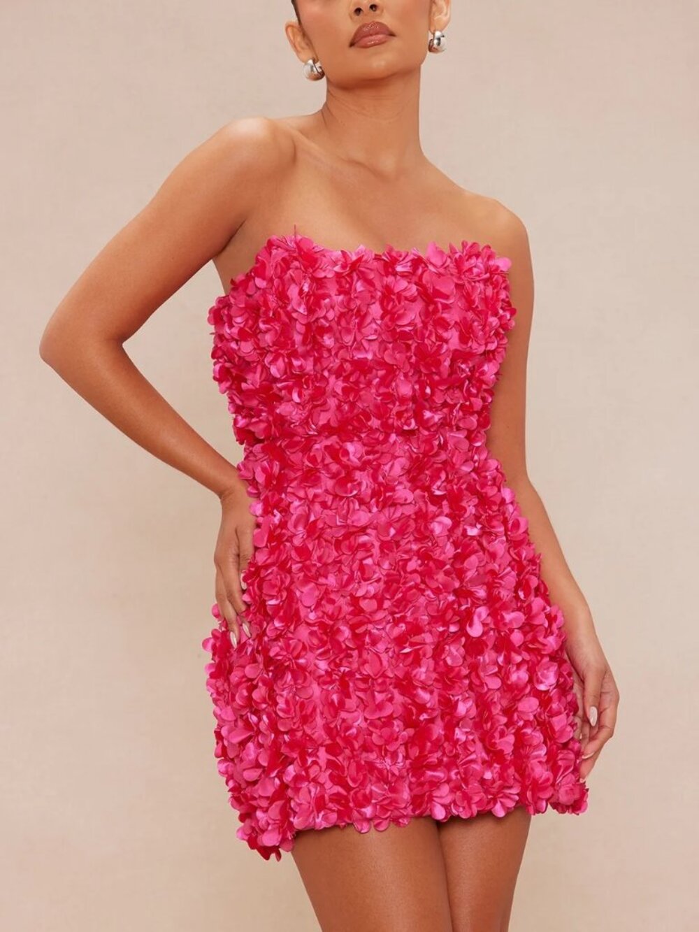 Floral mini dress - hot pink